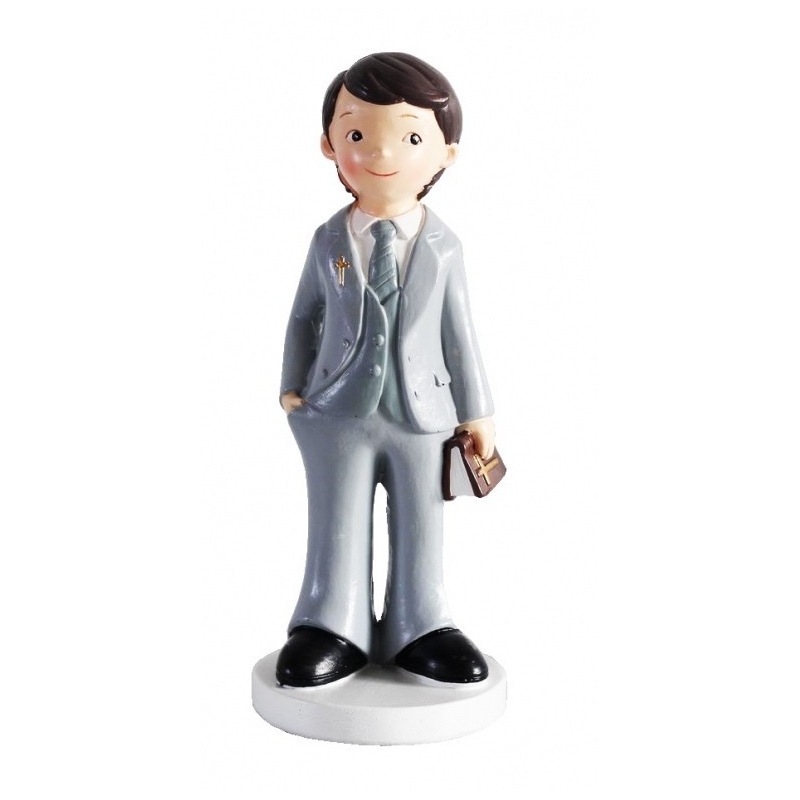 Figurine Pour Gateaux Communion Costume Gris Garcon