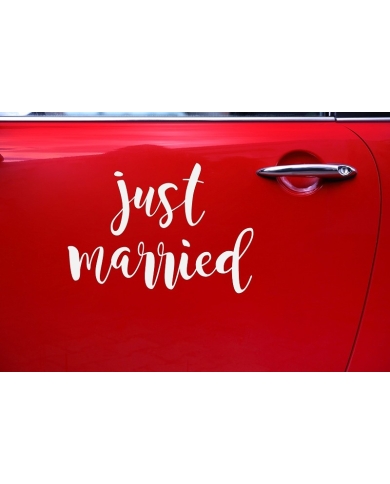 Just Married Folie Rot Aufkleber Auto Heck Deko Hochzeit Banner Brautpaar KX057 
